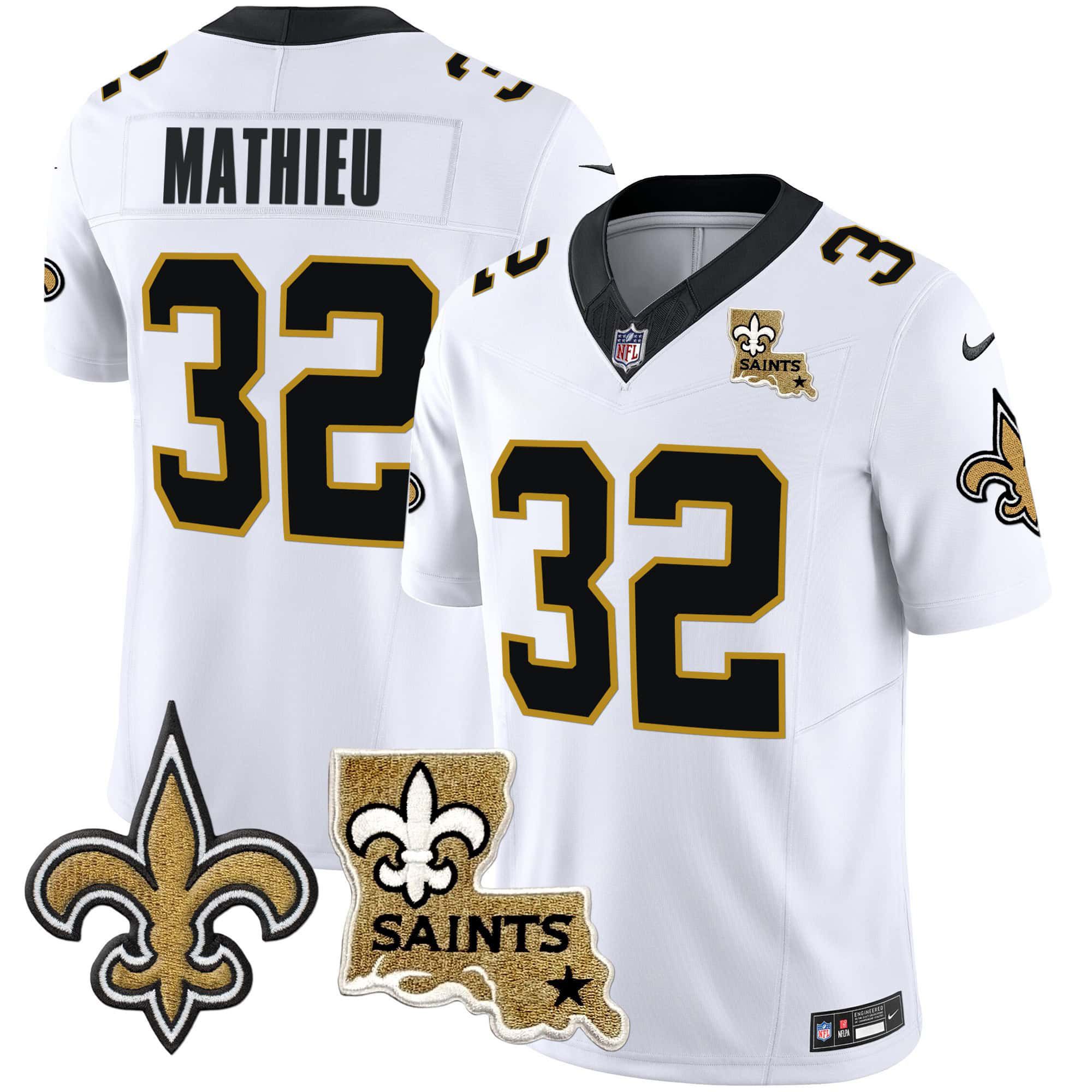 Men New Orleans Saints 32 Mathieu White 2024 Nike Vapor Limited NFL Jersey